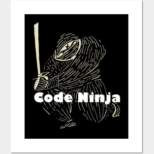 Code Ninja (black and gray) Posters and Art